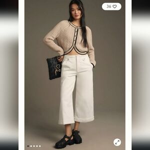 Maeve Cropped Ex High-Rise Wide-Leg Jeans In White Size 31